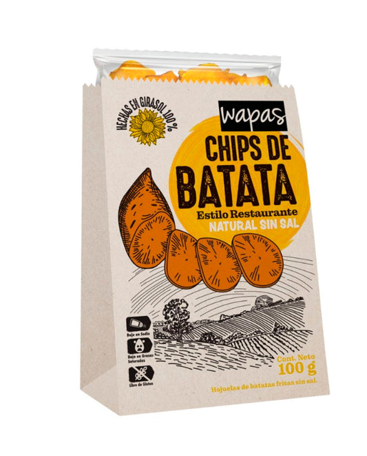 Chips de batata natural sin sal Wapas 100 gr