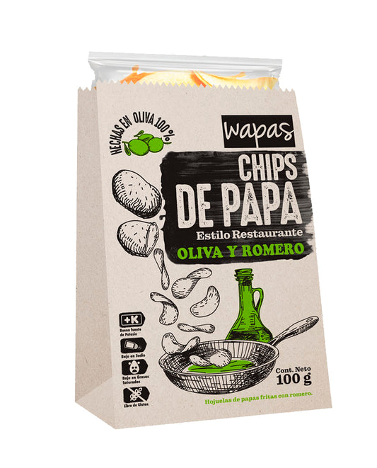 Chips de papa oliva y romero Wapas 100 gr