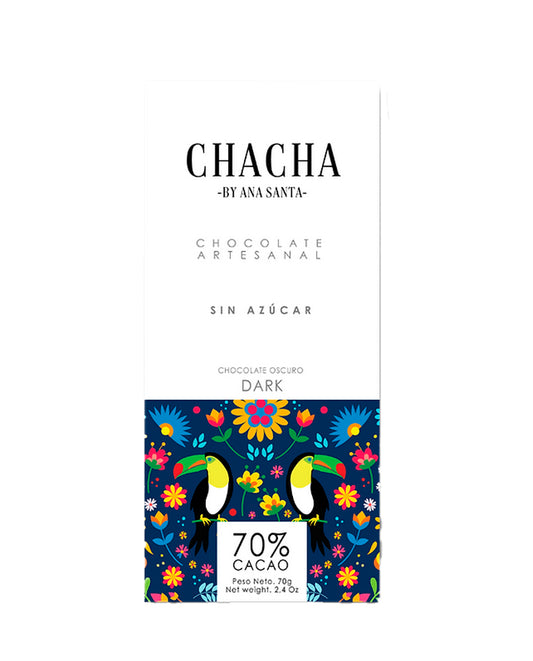 Chocolate oscuro Almendras 70% cacao Chacha 70 gr 