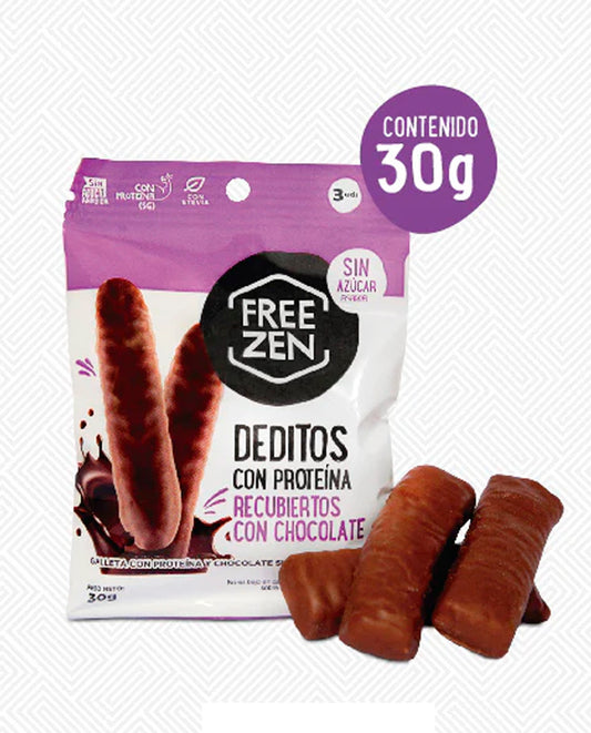 Deditos con proteína recubierto con chocolate Freezen 3 unds 30 gr