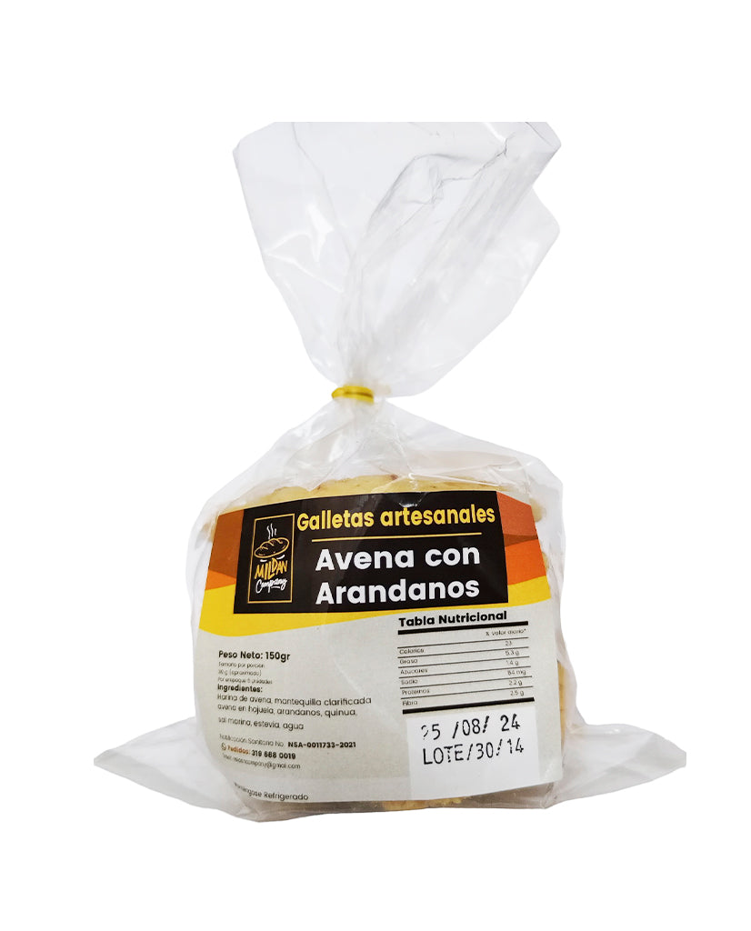 Galletas de avena con arándanos artesanal Mildan 150 gr