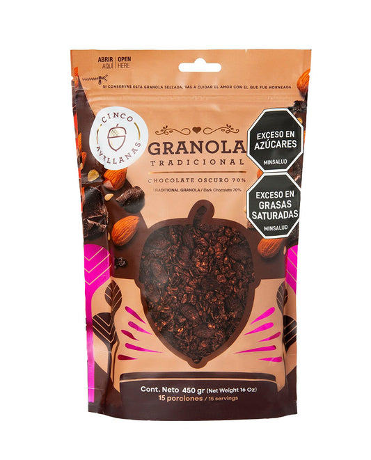 Granola chocolate oscuro Cinco avellanas 450 gr