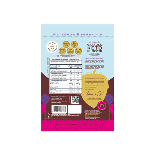 Granola keto coco mora Cinco avellanas
