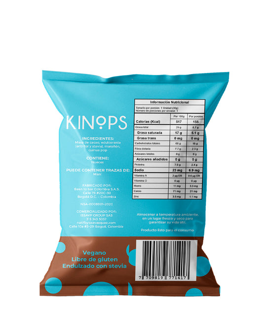 Kinops chocolate de leche 40% vegano Natif 30 gr 