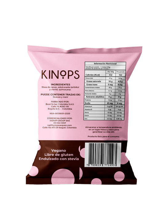 Kinops chocolate oscuro 60% vegano Natif 30 gr 