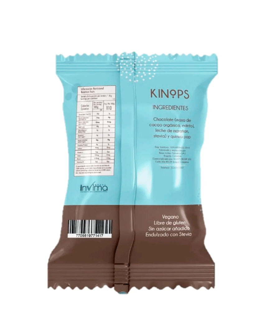 Kinops chocolate de leche 40% vegano Natif 30 gr