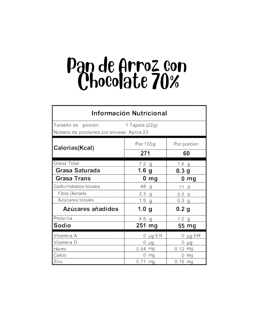 Pan de arroz con chocolate Reborn 500 gr
