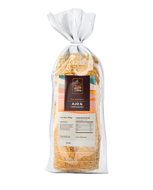 Pan artesanal ajo y orégano Mildan 500 gr