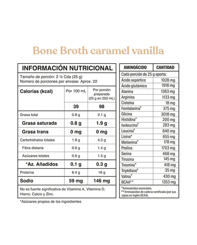 Proteina bone broth power vainilla caramel Savvy 560 gr