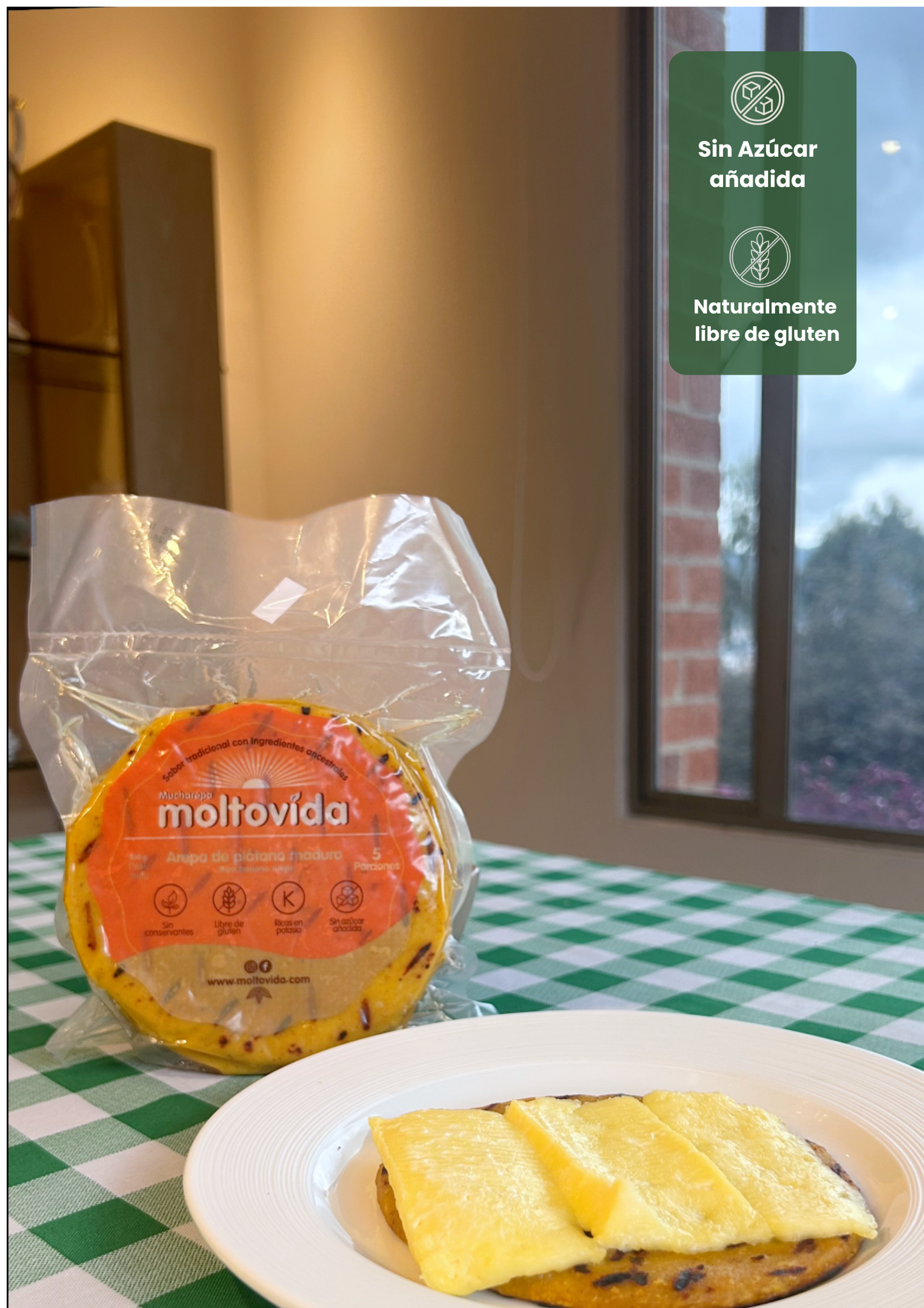 Arepa de plátano maduro Moltovida 5 unds Sin Gluten