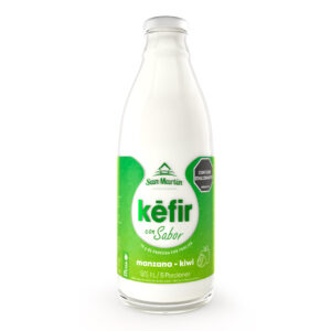 Bebida artesanal de kéfir con manzana y kiwi, sabor suave y naturalmente refrescante.