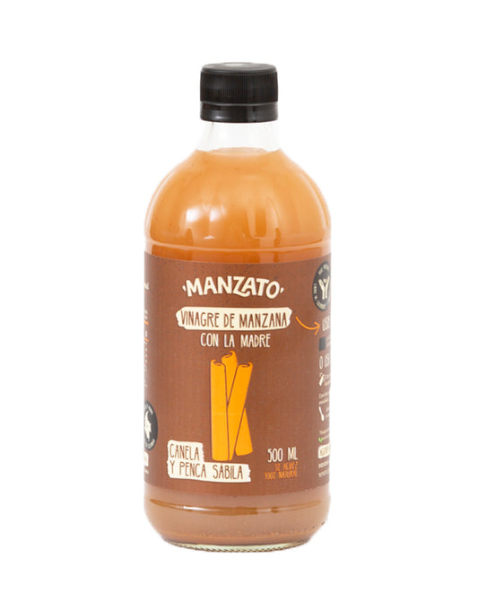 Vinagre de manzana canela y penca sábila Manzato 500 ml